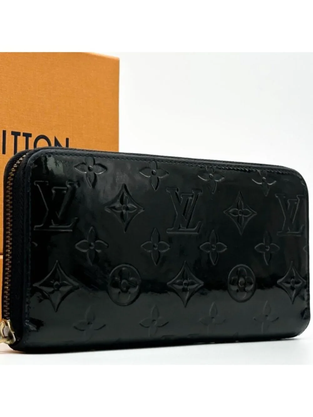 Louis Vuitton Zippy Wallet Black Vernis Round